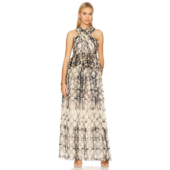 Ulla Johnson Black and Cream Maxi Dress - Picture 1 of 9